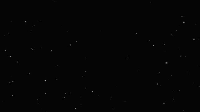 A scattering of small, bright white particles against a deep black background, creating a starry or dusty effect.Dust particles floating animation, fine white dust specks drifting slowly on black back