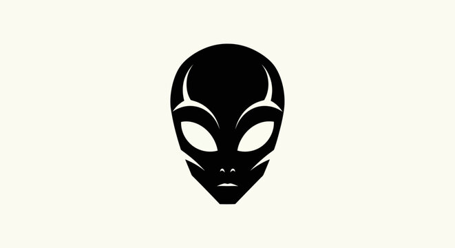 Alien head silhouette on white background