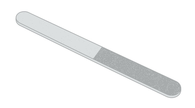 A flat, elongated 2D vector illustration of a nail file with a coarse and smooth side