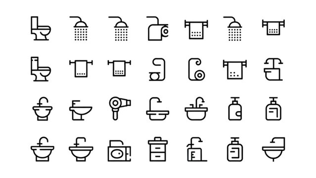 Hand drawn collection of common household objects and tools line art icons set vector illustration Vector