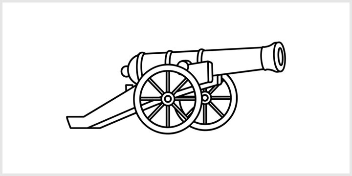 Line Art Cannon On Wheels