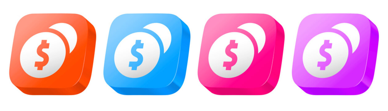Glossy 3D average 2 collection in orange, pink, blue, and purple, offering a colorful icon set for virtual cash flow systems.