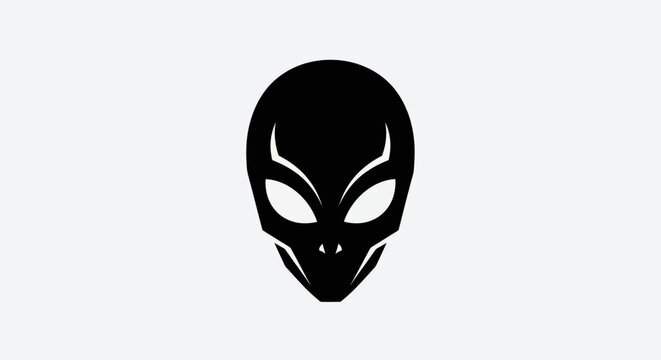 Black alien head on white background