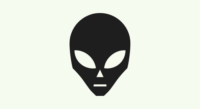 Black alien head on white background