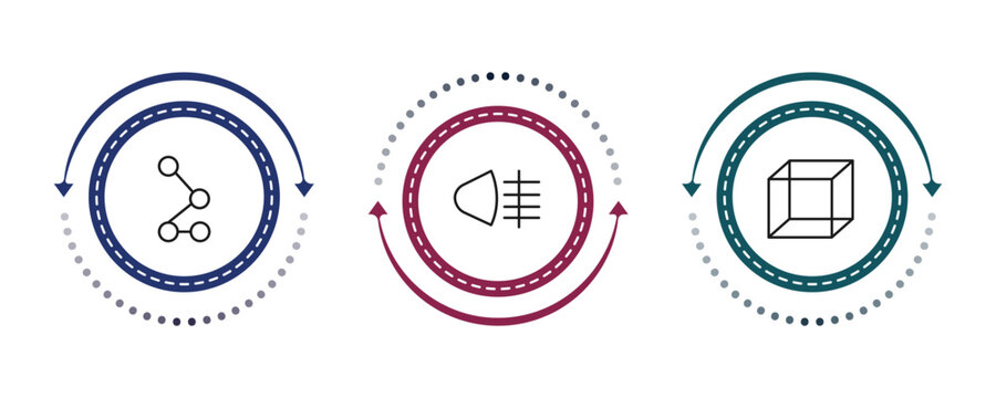 outline shapes icons set - z, fog light, geometry cube. editable vector for web and mobile ui