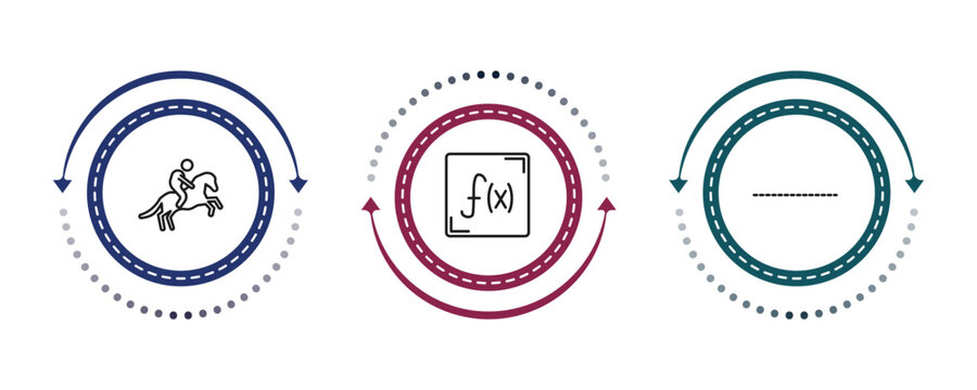 outline shapes icons set - horseman, function, cut here. editable vector for web and mobile ui