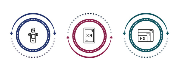 outline photography icons set - light meter, aspect, resolution. editable vector for web and mobile ui © IconArt