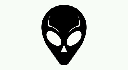 Black alien head silhouette on white background © geol