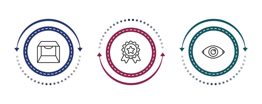 outline photography icons set - light box, high quality, red eye. editable vector for web and mobile ui