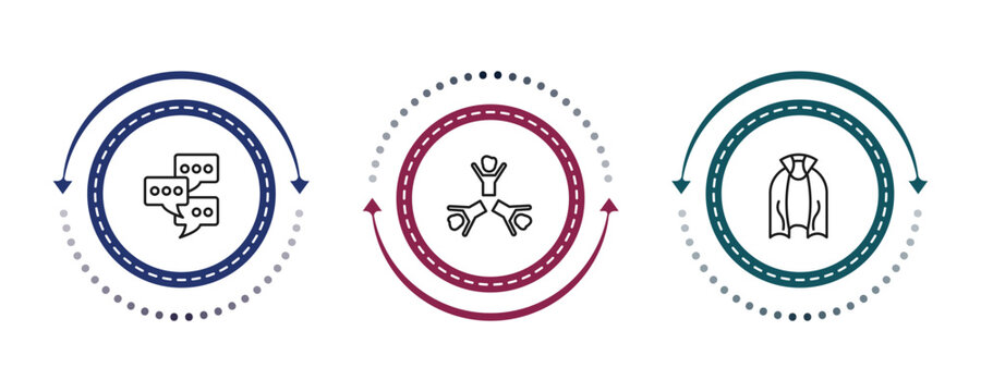 outline people icons set - chat group, succes team, cape. editable vector for web and mobile ui