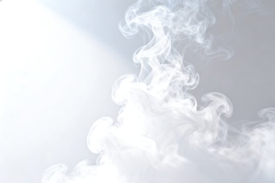  swirling white smoke against light gray background