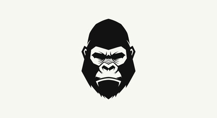 Fototapeta premium Black and white gorilla head illustration