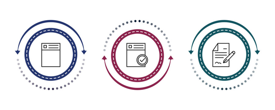 outline human resources icons set - resume, approved, contract. editable vector for web and mobile ui