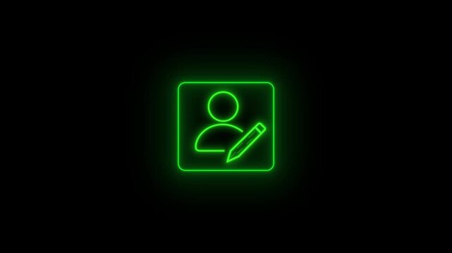 Futuristic profile edit concept with glowing digital pencil icon on touch interface, perfect for tech, security, identity, UI design themes. 4k motion video on transparent background.