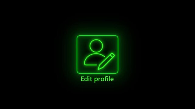 Futuristic profile edit concept with glowing digital pencil icon on touch interface, perfect for tech, security, identity, UI design themes. 4k motion video on transparent background.