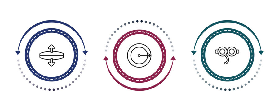 outline geometry icons set - stretch, radius, off. editable vector for web and mobile ui