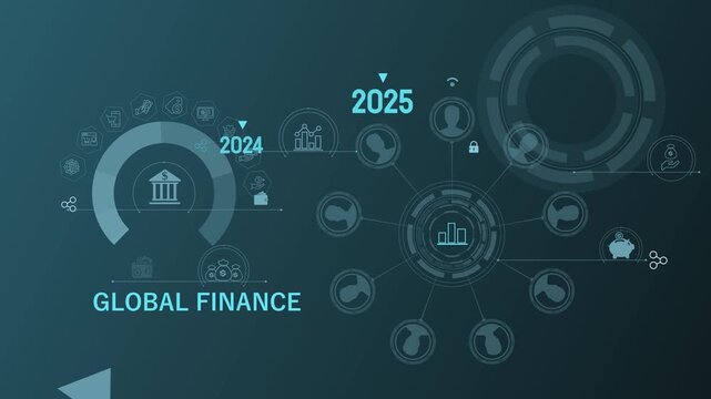 Global Finance Dashboard Animation with AI Agents Business Analytics Financial Growth Metrics and Futuristic Data Technology Interface