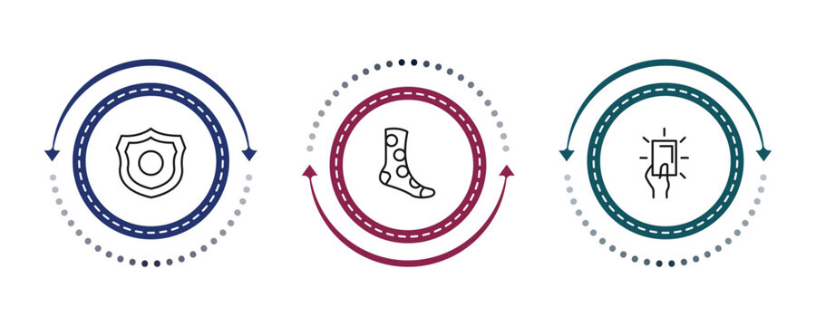 outline football icons set - badge, socks, yellow card. editable vector for web and mobile ui