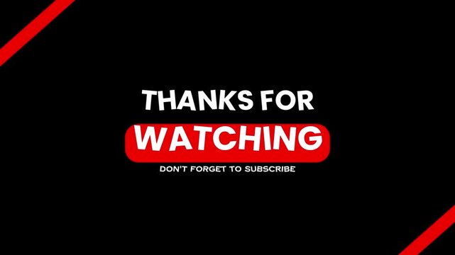 Thank You For Watching Animation Text with black background. Suitable for video outro or end screen
