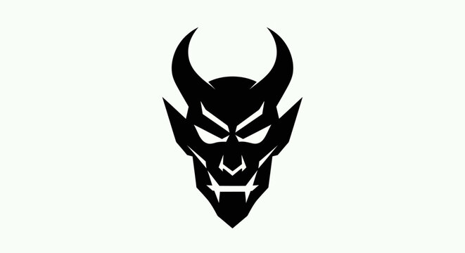 Black devil silhouette on white background