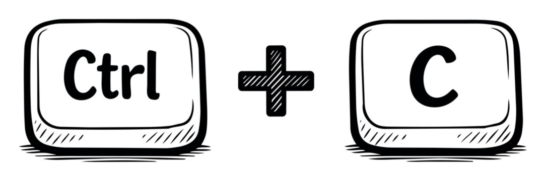 Computer keyboard shortcut demonstrating the copy function by combining the Ctrl and C keys for data duplication
