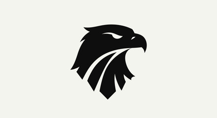 Fototapeta premium Eagle head silhouette against white background