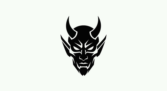 Black devil silhouette on white background