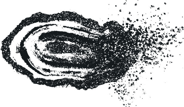 Black ink splash dissolving into particles
