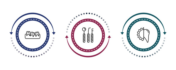 outline dentist icons set - malocclusion, dentist tools, apicoectomy. editable vector for web and mobile ui © IconArt
