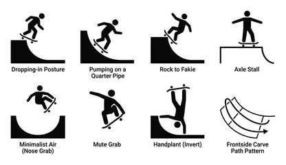 Fototapeta premium Skateboarder performing tricks and maneuvers on ramps and obstacles in a skatepark, dynamic action sports.