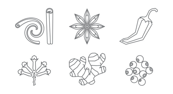 A collection of various spice icons.
