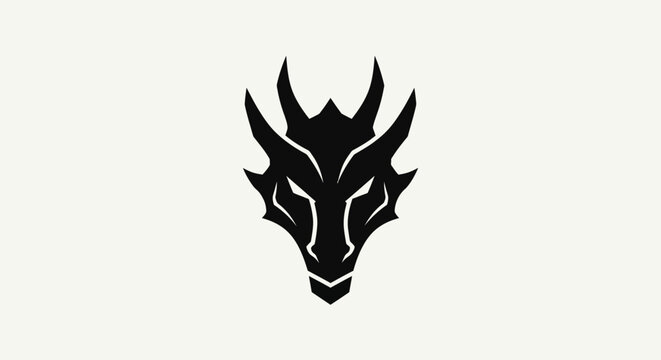 Black dragon head silhouette on white