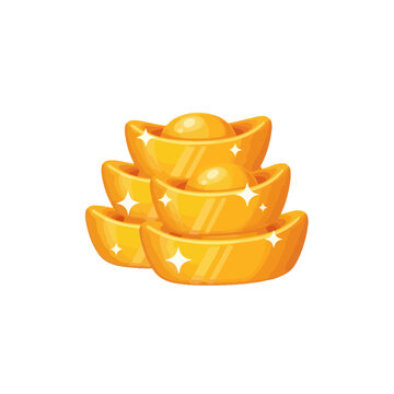 Chinese Gold Ingots Yuanbao Stack Illustration for Lunar New Year and Prosperity Symbolism