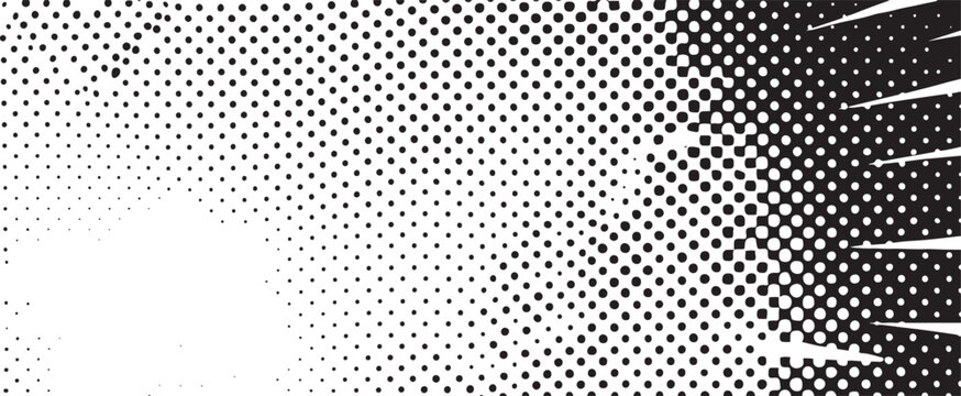 Black and white halftone dot pattern with sharp edges