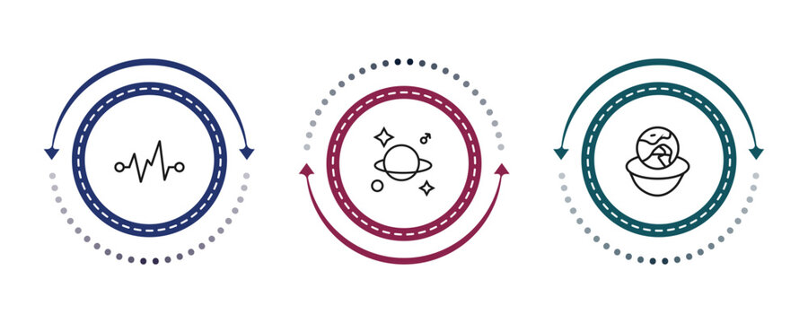 outline astronomy icons set - magnitude, astrology, relativity. editable vector for web and mobile ui