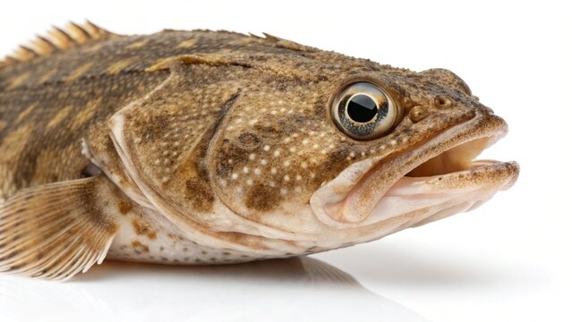 Isolated oyster toadfish on a solid white studio background