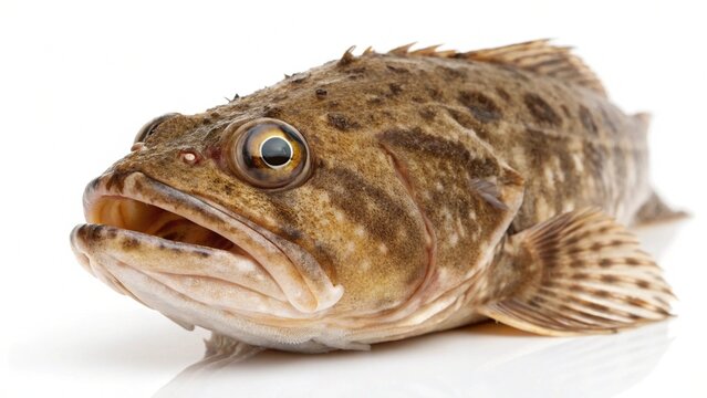 Isolated oyster toadfish on a solid white studio background