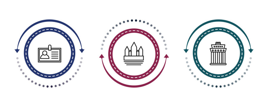 outline architecture and travel icons set - name, angkor wat, brandenburg. editable vector for web and mobile ui
