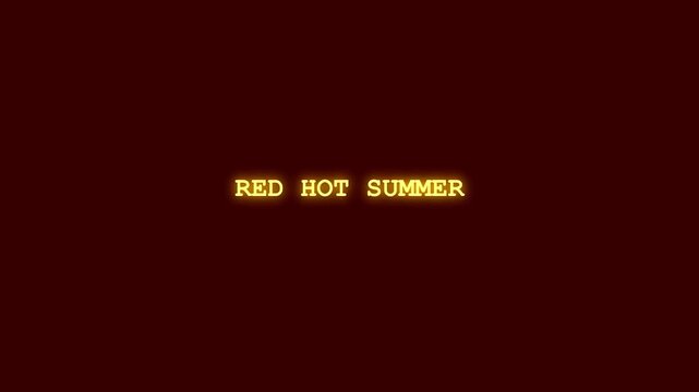 Glowing yellow text reading scorching weather flickers with an intense fire effect against a dark maroon background, suitable for a broadcast news lower third or weather update template.