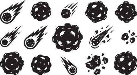 Set of Asteroid, Meteor and Comet Icons Vector Illustration © Vector 4 You