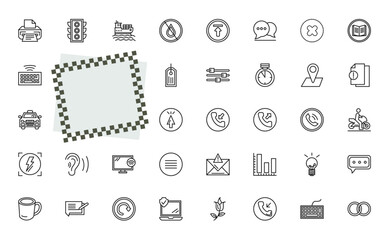 Fototapeta premium outline ultimate glyphicons icons set - printer with paper, big traffic light, incoming phone, light bulb on. editable vector for web and mobile ui