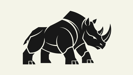 Stylized black rhino illustration © Insto