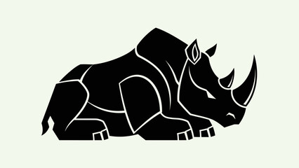Stylized black rhino illustration © Insto