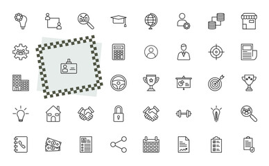 Fototapeta premium outline strategy icons set - strategy, coaching, presentation, human resources. editable vector for web and mobile ui
