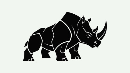 Stylized black rhino silhouette on white © Insto