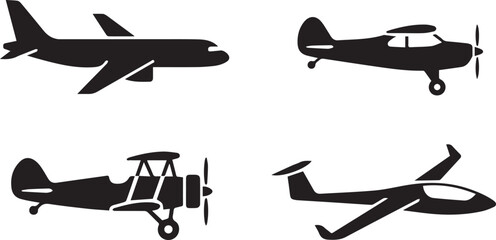 Airplane and Aircraft Types Vector Silhouette Icon Set © Vector 4 You