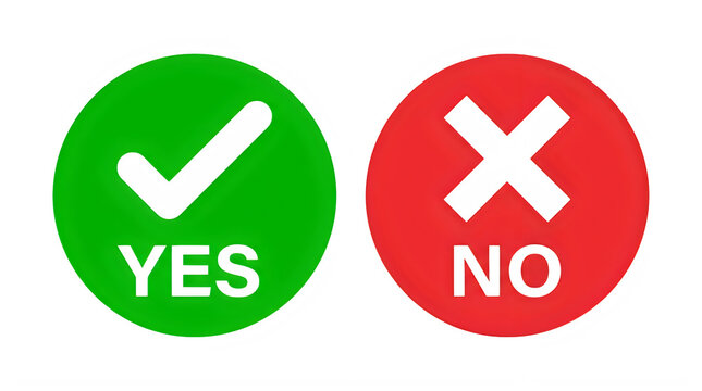 Green and red yes no checkmark isolated on transparent background