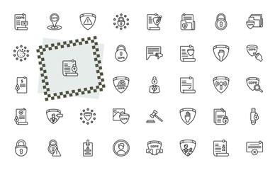 Fototapeta premium outline gdpr icons set - text file, address, consent, pendrive. editable vector for web and mobile ui