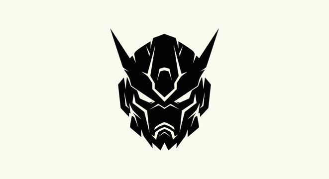 Robot head silhouette on white background
