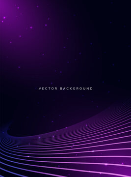 Modern abstract background featuring smooth flowing purple and violet gradient waves lines.
